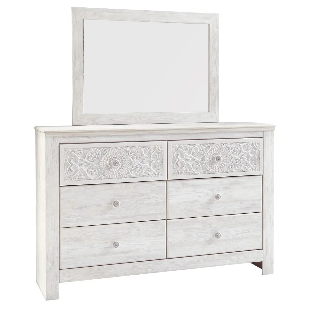 Diamond Cutting-edge Furniture Exclusive Design Paxberry 6-Drawer Dresser Mirror B181-31/B181-36