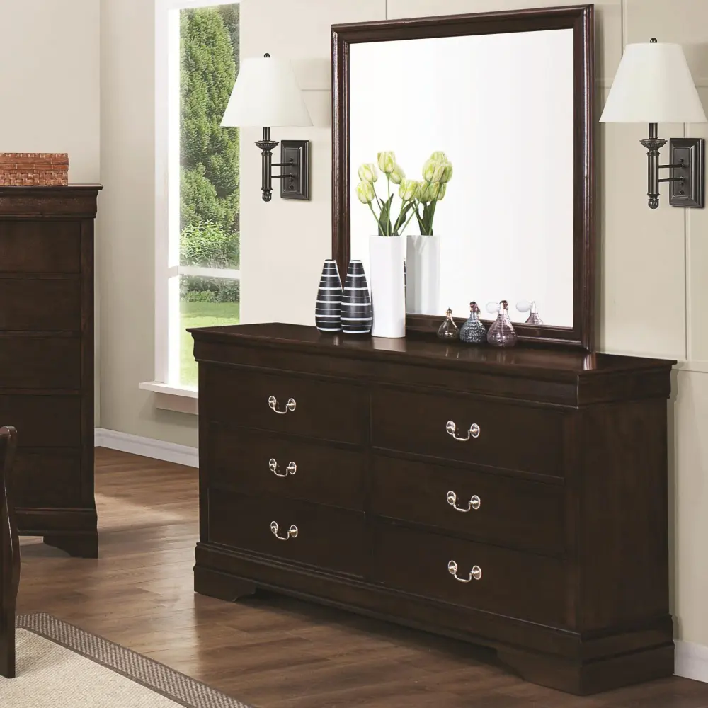 Diamond Modern Furniture COA Louis Philippe 6-Drawer Dresser Mirror 202413/202414