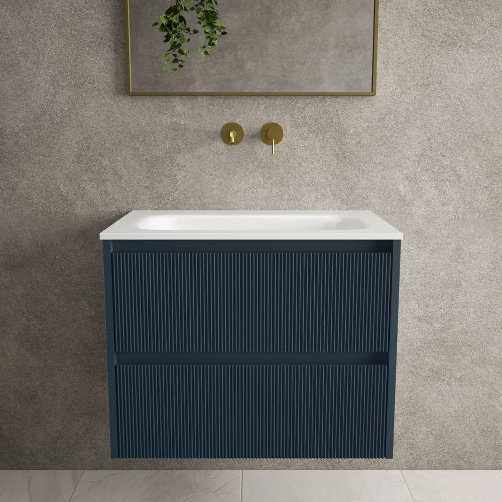Scanalato Double Drawer Vanity Unit Beyondstone Basin - Midnight Azure 700mm