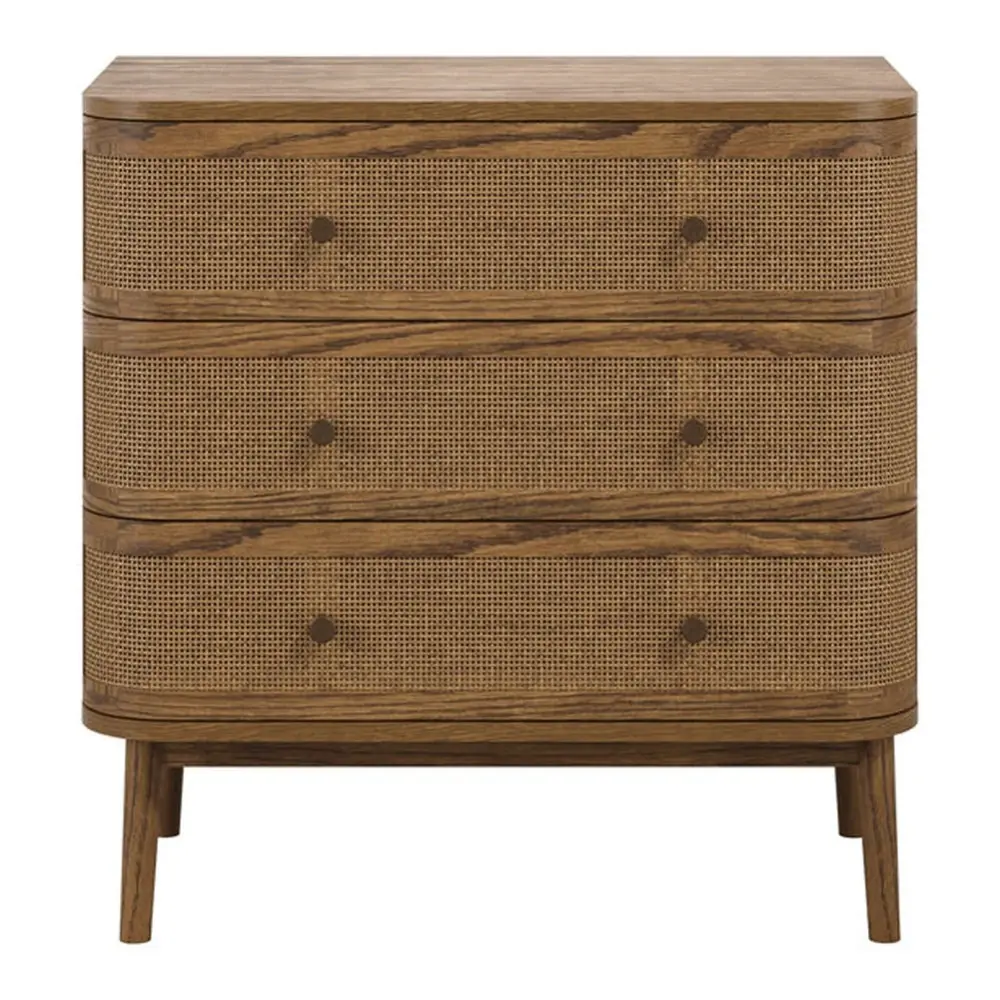Solid Wood Nightstand Creek Chest Drawers - Smoked Wood