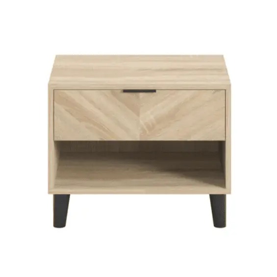 Visby 1 Drawer Bedside Cabinet - Chevron Modern Farmhouse