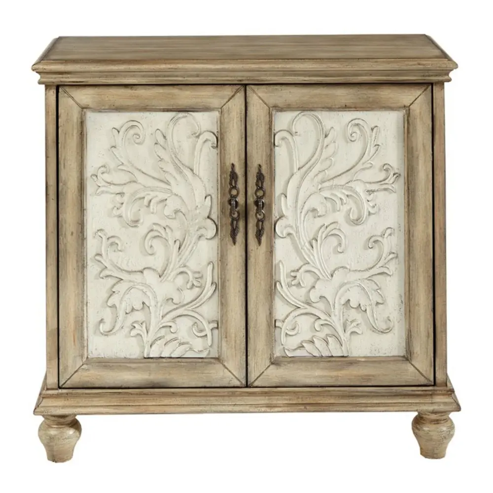 Driscoll - 2 Door Cabinet Floral Design - Reclaimed Unrefined