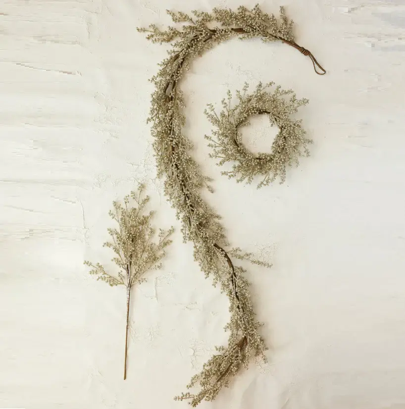 Faux Berry Stem, Antique Chrome Gift Giving