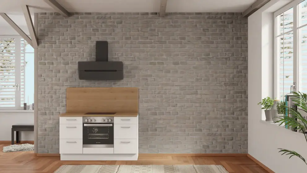 nobilia Mini kitchen Reutlingen 150 cm Alpine white matte Oak Provence oven