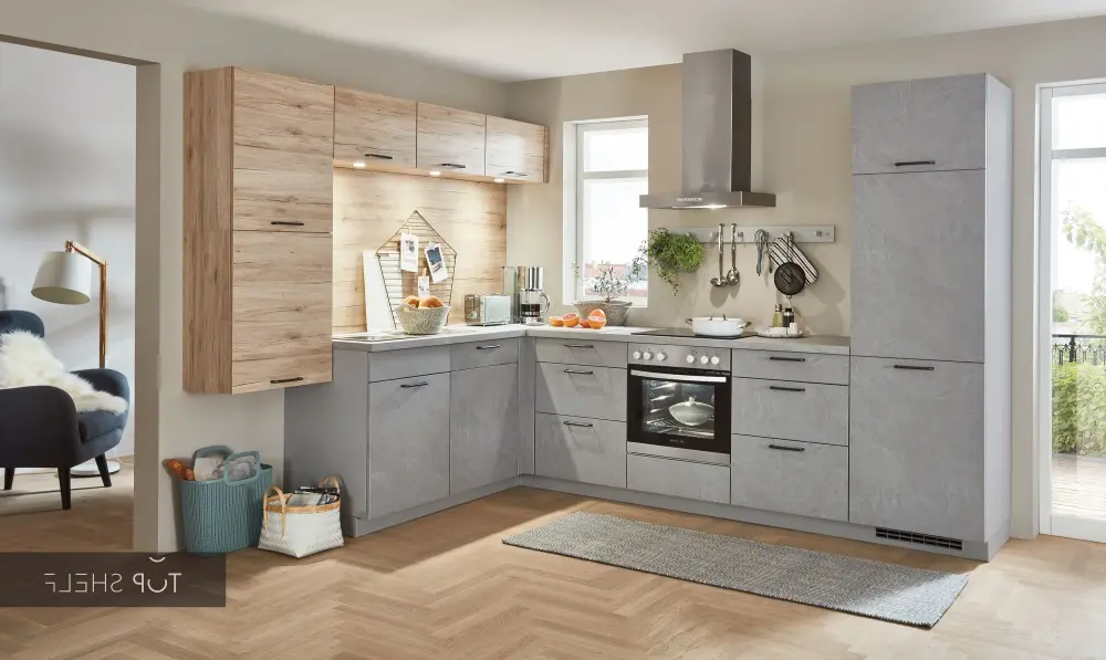 nobilia corner kitchen StoneArt 304 slate stone pewter 310x250cm configurable -