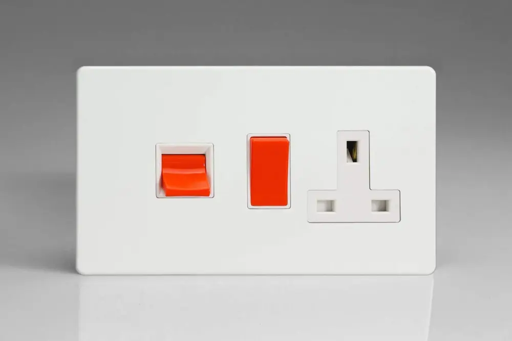 Varilight Ice Snow Cooker Panel 45A Switch and 13A Switch Socket