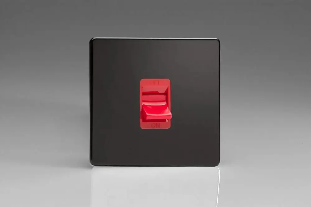 Varilight XDL45SS Screwless Premium Onyx 45A DP Cooker Switch Single Plate