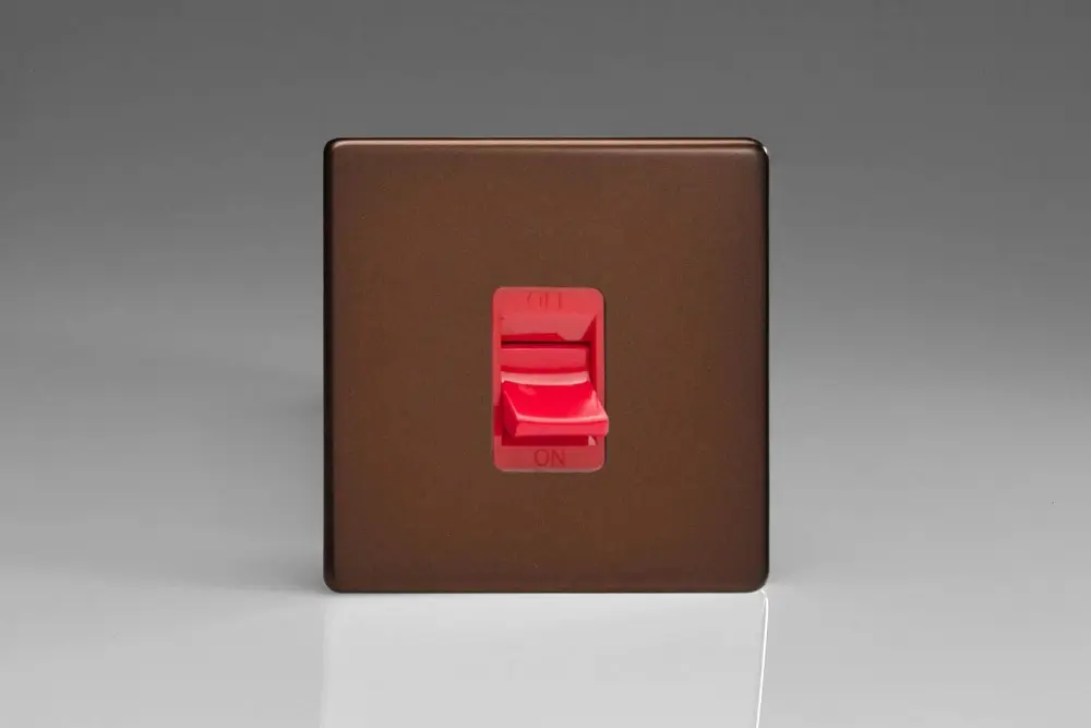 Varilight XDM45SS Screwless Mocha 45A DP Cooker Switch Singular Plate