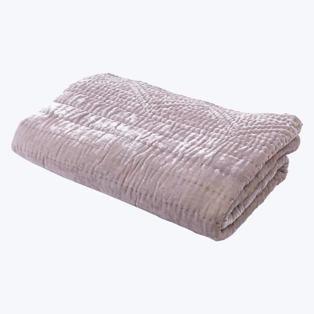 Quilted Throw, Gentle Lavender Charcoal Grey