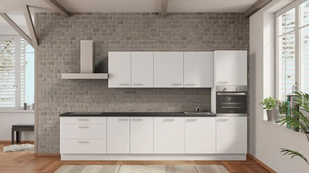 nobilia block kitchen Hof 360 cm alabaster concrete slate gray without electrical appliances
