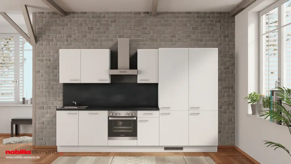 nobilia complete kitchen Warendorf 330 cm alpine white matte concrete slate gray electrical appliances
