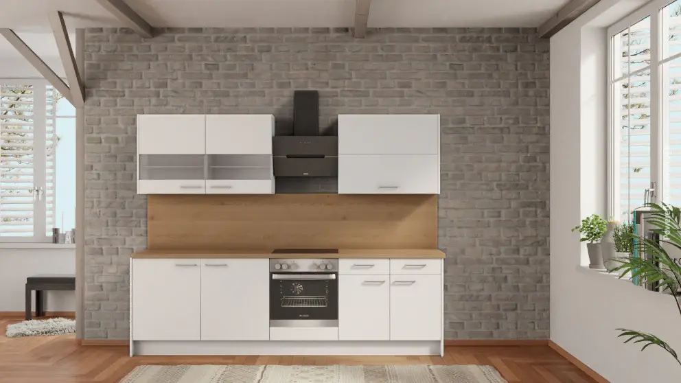 nobilia kitchen Neuwied 270 cm cheap from factory get oak Provence electrical appliances