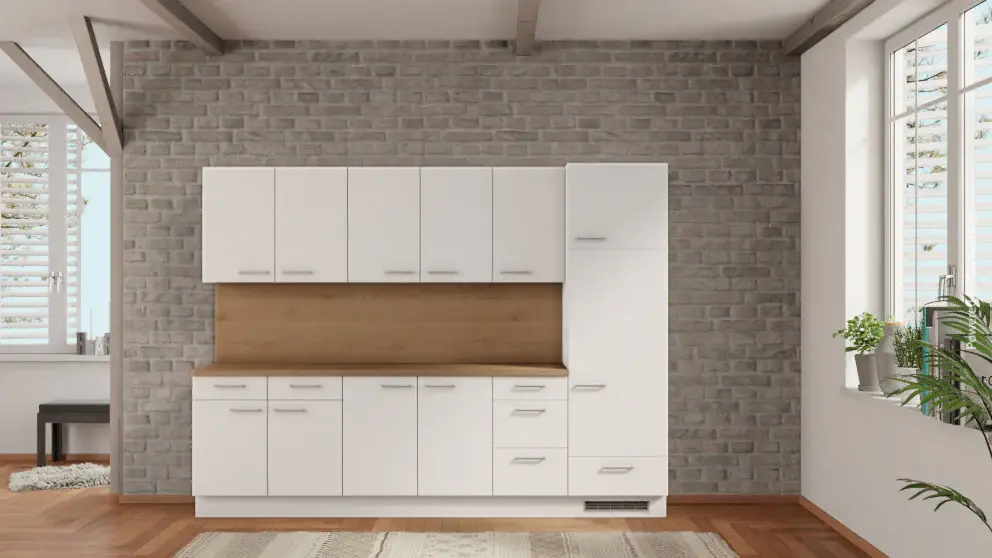 nobilia kitchen unit Gronau 285 cm Alpine pearl matte Oak Provence electrical appliances Affordable assembly