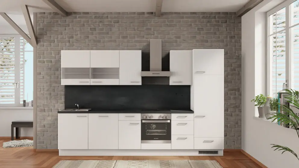 nobilia kitchen unit Soest 330 cm alpine white matte concrete slate graphite electrical appliances