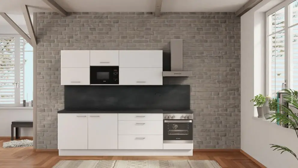 nobilia kitchen Witten 270 cm white matte kitchens cheap buy concrete slate ash microwave