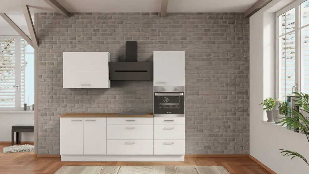 Programmable Digital nobilia kitchen unit Schwerte on Ruhr 240 cm ivory oak Provence fitted kitchen electrical appliances