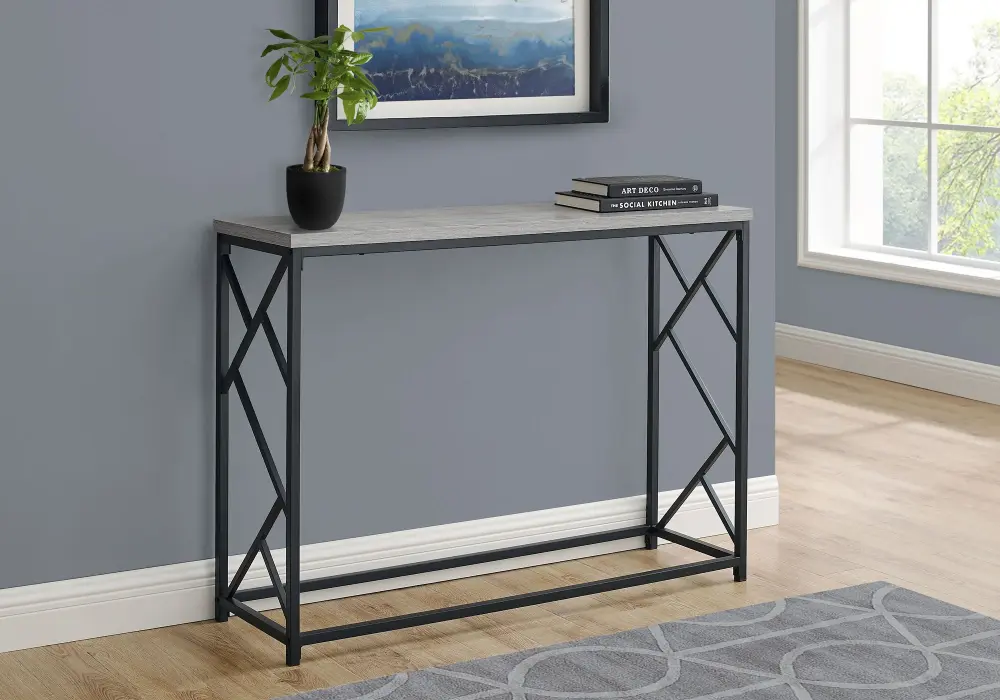 Accent Console Table Entryway, Minimalist Design Weathered Gray