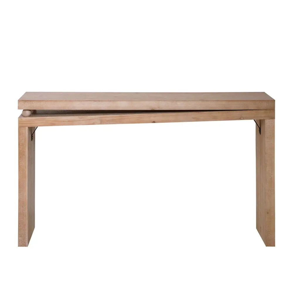 Slim Console Table, Narrow Entryway Table Bead Detail - Light Organic / Natural