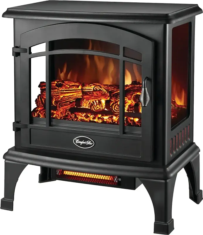 Comfort Glow EQS5140 Electric Stove, 120 V, Thermostat Control, Alloy, Black