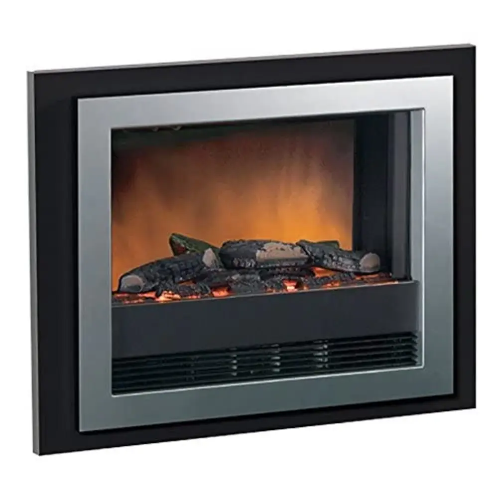 Dimplex Bizet Optiflame Electric Wall Fire, Brushed Steel Wall Mount LED Flame Effect Electric Fire Reversible Ebony or Wh...