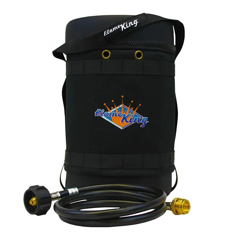 Flame King Propane Gas Hauler Kit-Insulated Protective Carry Case 5lb Propane Tank plus Adapter Hose