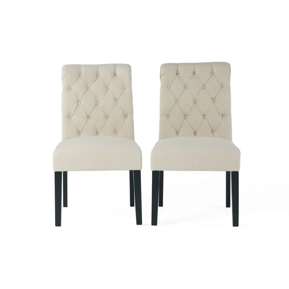 Dining Rolltop Chairs place 2), Upholstered Armless Chair Wood Leg - Ivory