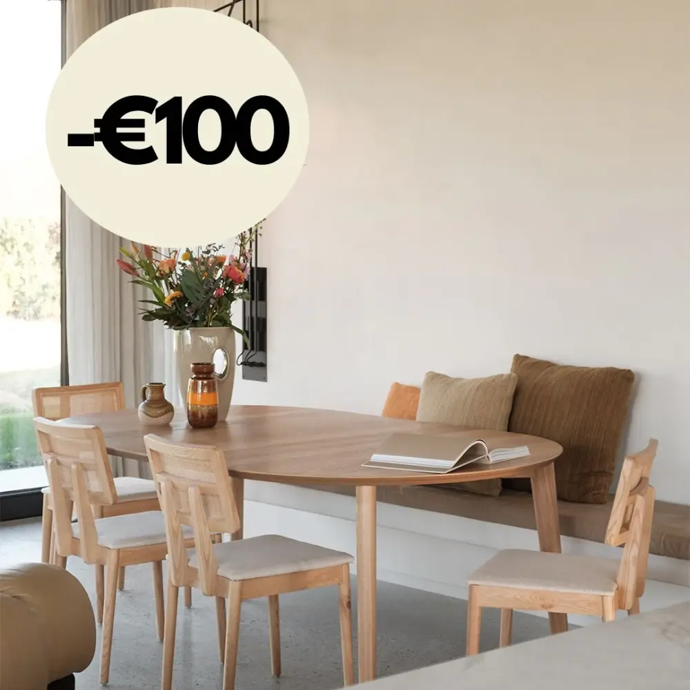 Dining table Foster - Stretchable - Round/Oval - Oak - 120/200 cm