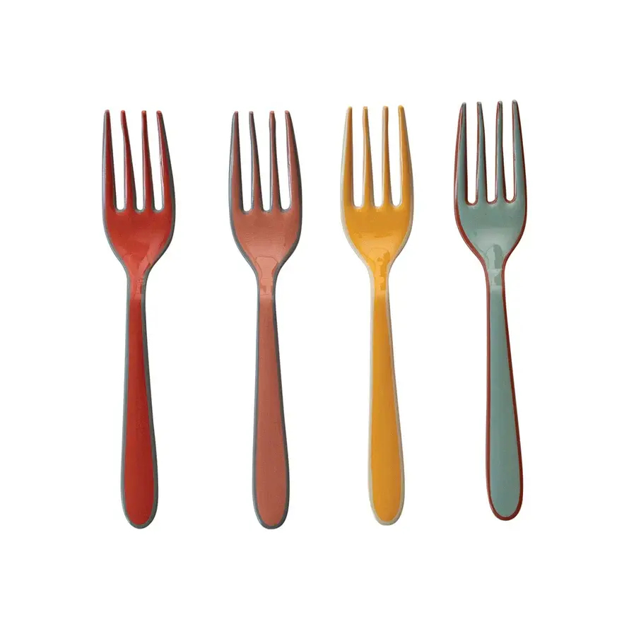 Enameled Stainless Reinforced Forks - Set 4