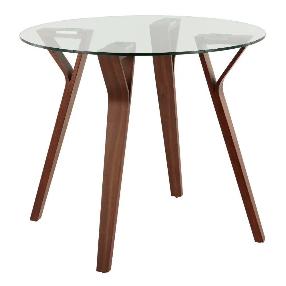 Folia - Mid-Century Modern Round Dinette Table - Walnut / Crystal