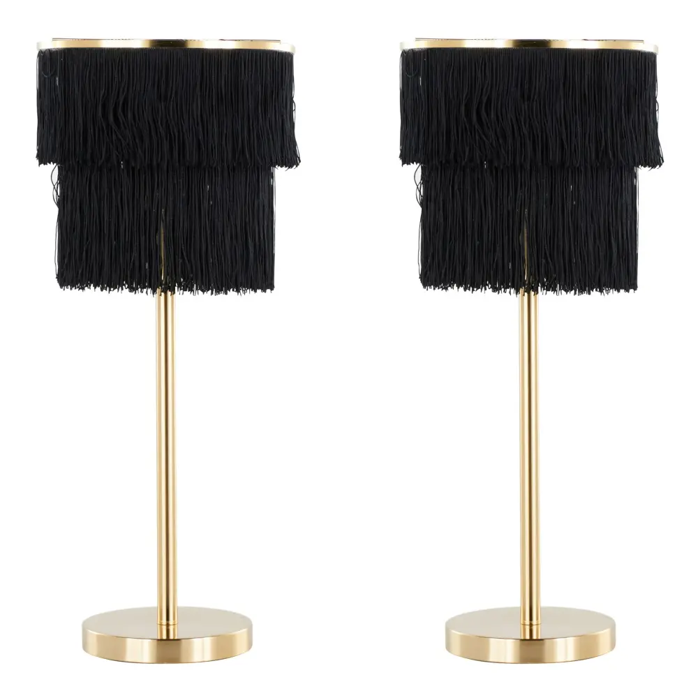 Fringe - Contemporary Buffet Lamp (Set 2) - Royal Gold / Onyx Fringe