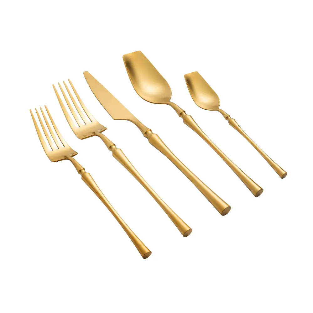 Millie Brushed Gold Rust-proof Steel Flatware - Set 5 Pieces - Service 1