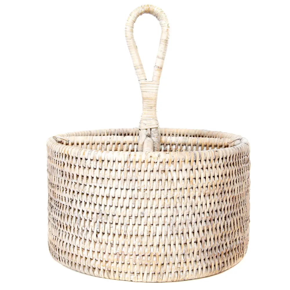 Rattan 4 Section Caddy/Cutlery Holder