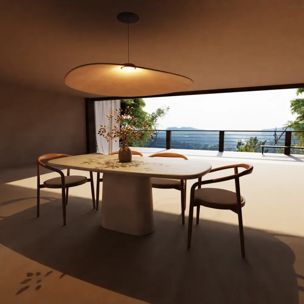 Rectangular dining table 180 cm - Oval leg - StoneSkin - Lorient - Latte