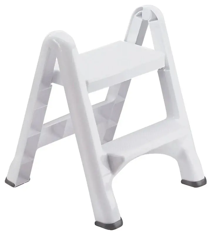 Rubbermaid EZ-Step Series FG420903WHITE Folding Step Stool, 25 H, Ivory | Foldable | Portable