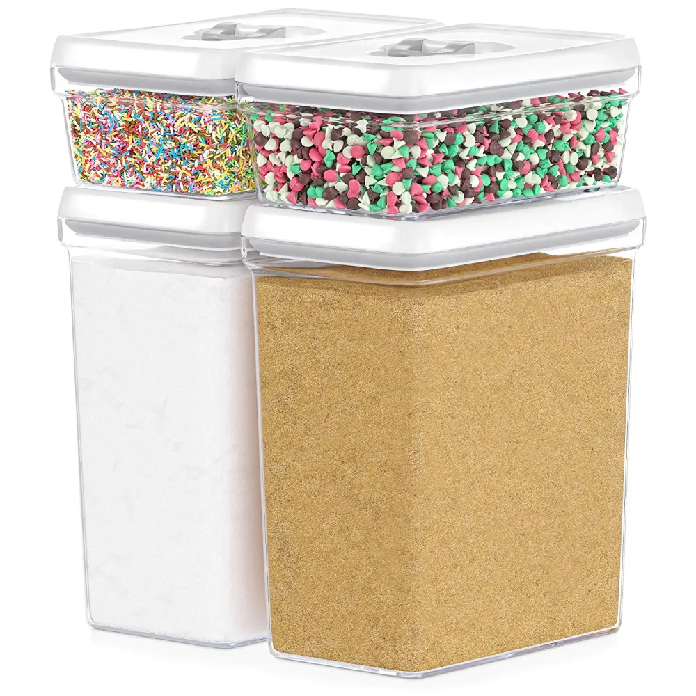 Airtight Food Storage Containers White Lids Baking Supplies – 4 Piece Place