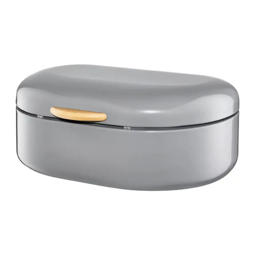 Ambition Breadbox: White steel timber handle, 35 cm, Olivier. Functional elegance stylish kitchen storage.