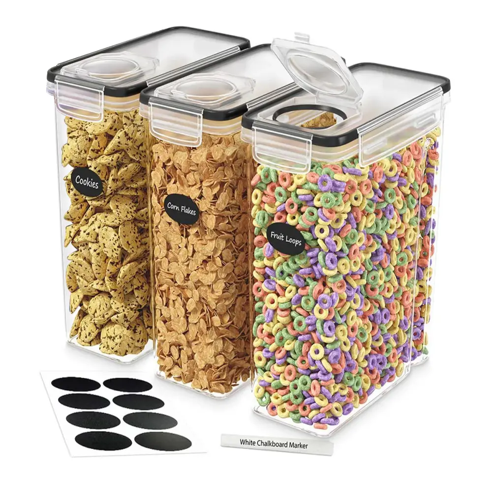 Cereal Containers Storage – 3 Pack Cereal Dispenser Airtight Food Storage Containers No bisphenol Pantry Organization an...