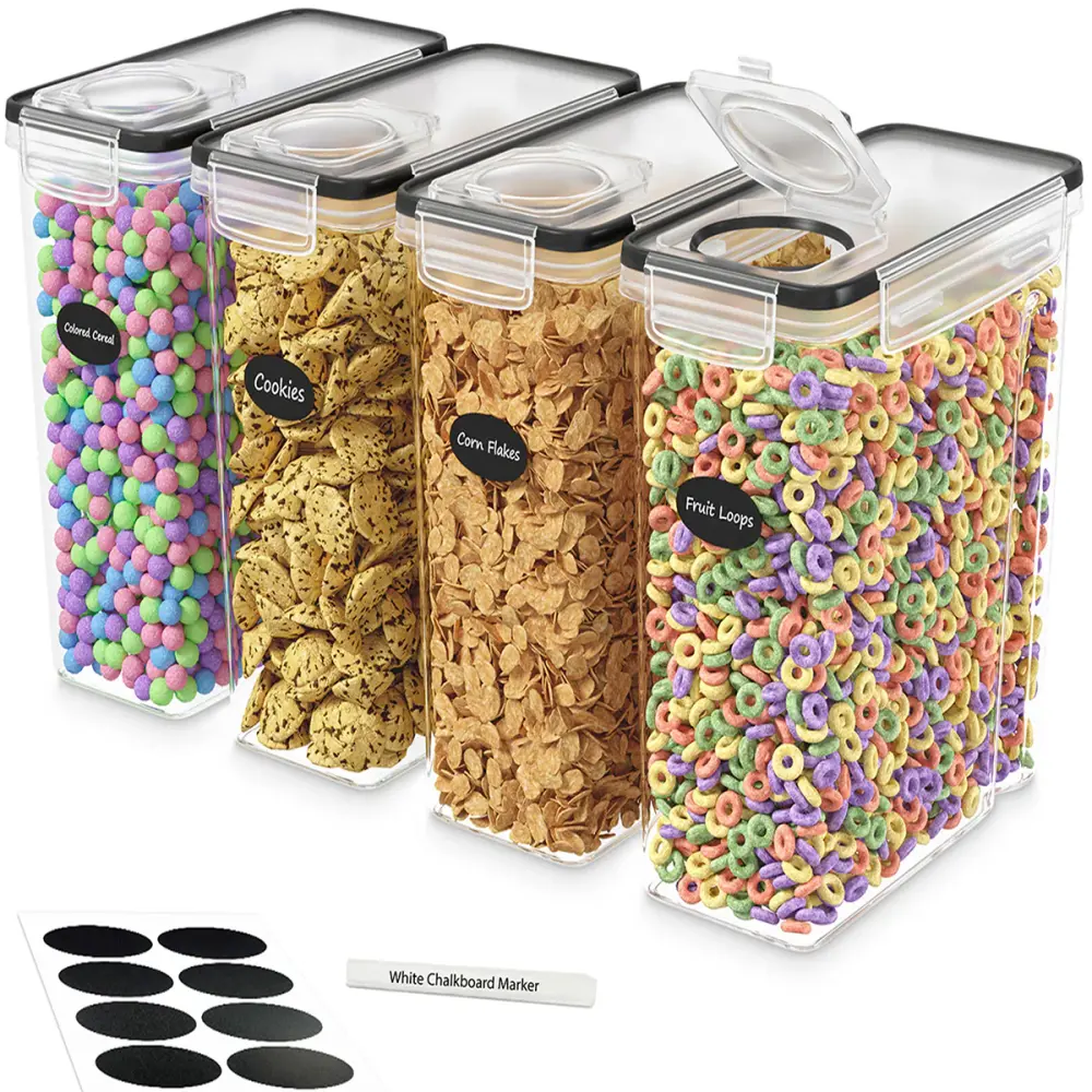 Cereal Containers Storage Place - 4 Piece Airtight Food Storage Containers Cereal Dispenser (135.2oz) Kitchen & Pantry Org...