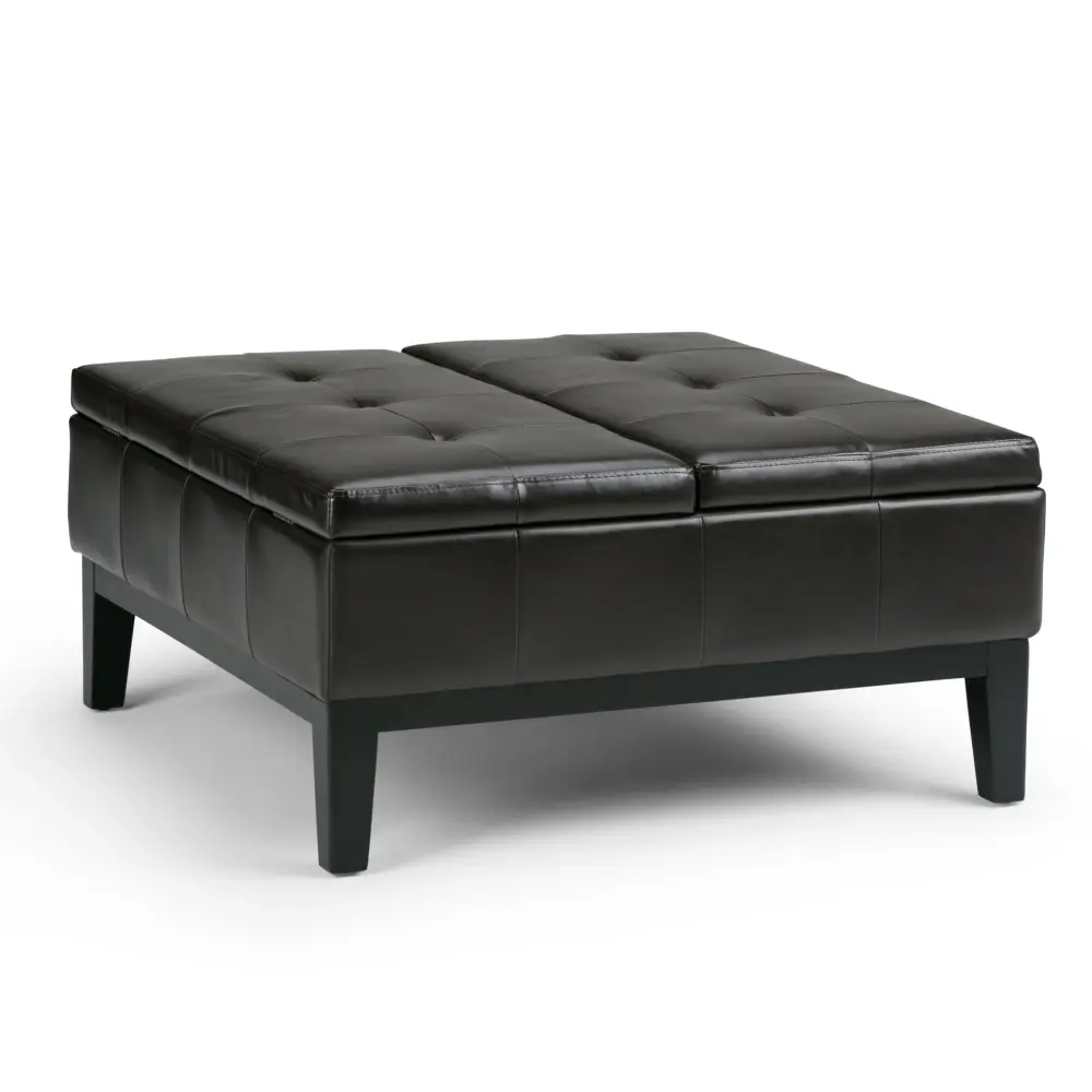 Dover - Square Coffee Table Storage Ottoman - Tanners Cocoa