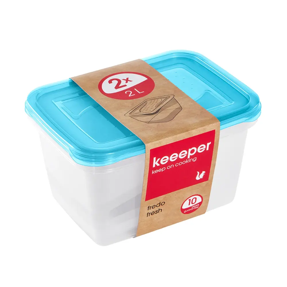 Keeeper Fredo Recent Food Container Set Fridge Freezer Dishwasher Safe 2 x 2l Stackable