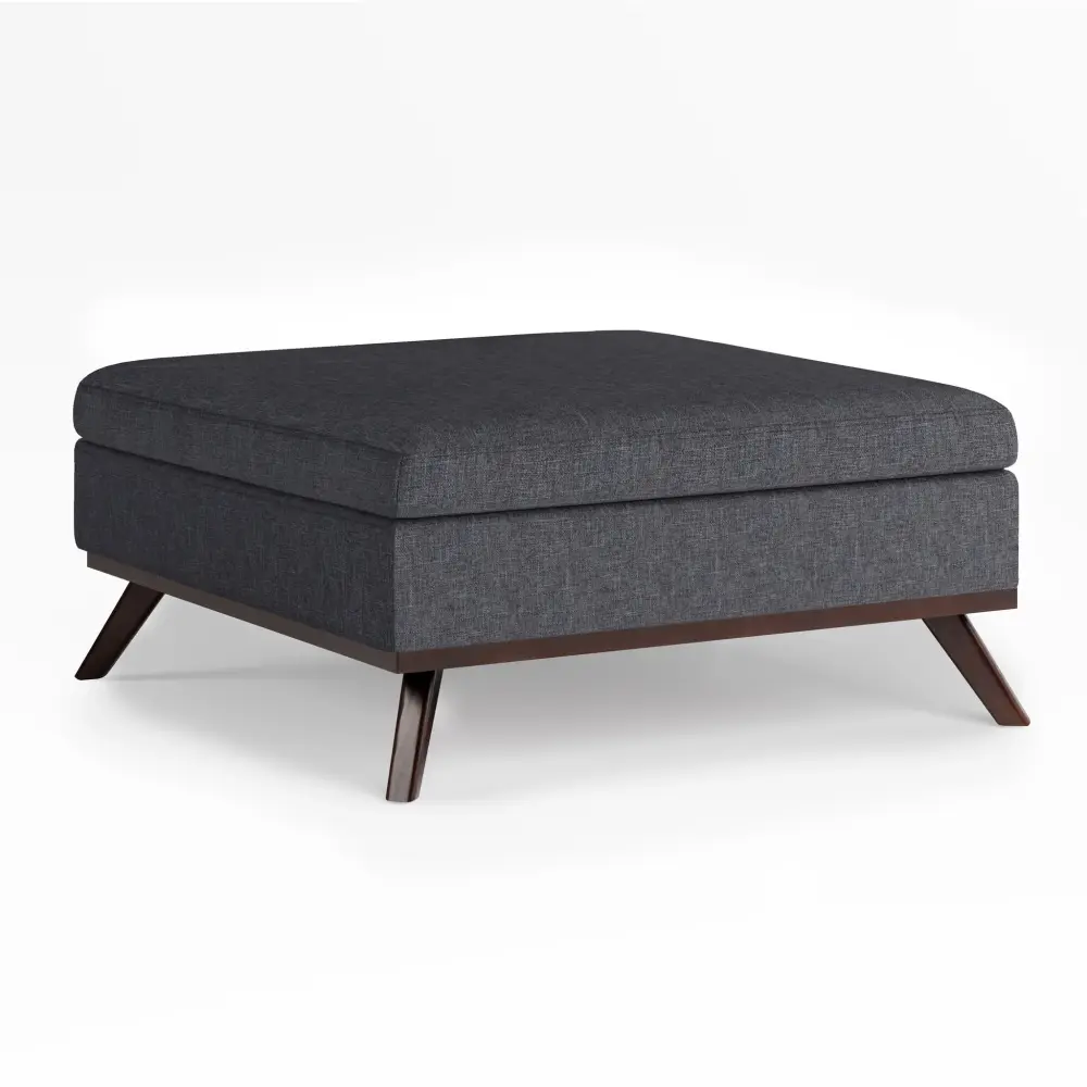 Owen - Square Coffee Table Storage Ottoman - Slate Charcoal