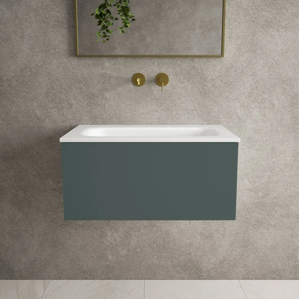 Raffinata One Drawer Vanity Unit Beyondstone Basin - Matt Rich Green 700mm