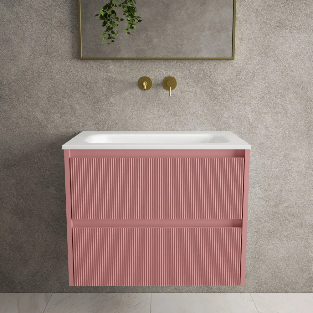 Scanalato Double Drawer Vanity Unit Beyondstone Basin - Dusky Rose 700mm