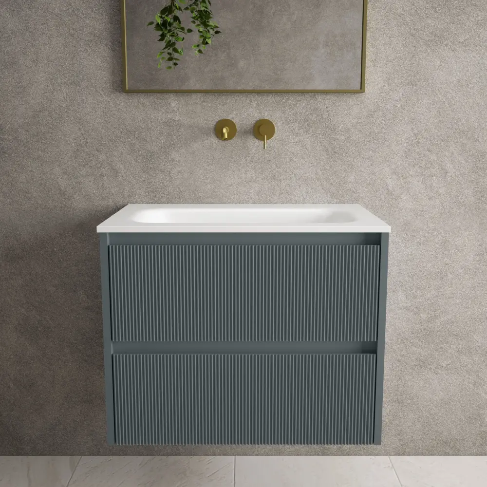 Scanalato Twofold Drawer Vanity Unit Beyondstone Basin - Anthracite 700mm
