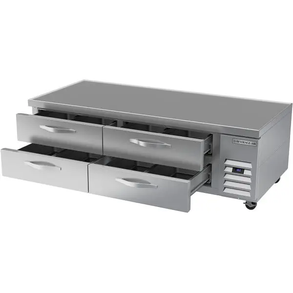 Beverage-Air Durable Chef Base Freezer, Four Drawer, Exterior Dimensions: WxDxH: 72" X 34 3/4” X 24 3/8”, WTFCS72HC