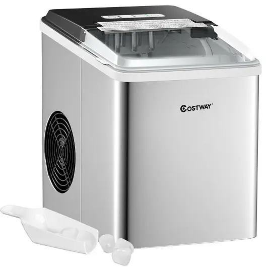 Costway Chemical-Resistant Stainless Steel 26 lbs/24 H Self-Clean Countertop Ice Maker Machine, EP24758