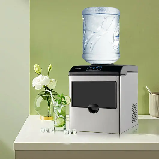 Costway Long-Lasting 2--1 Stainless Tool Steel Countertop Ice Maker Water Dispenser, FP10074US