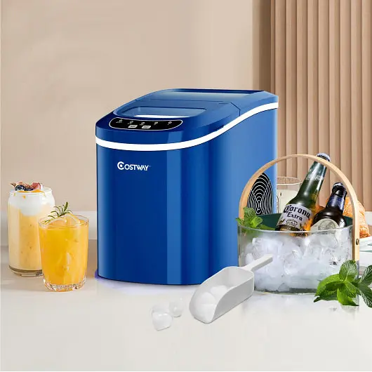 Costway Mini Travel-friendly Space-saving Electric Ice Maker Machine, Navy, EP22769NY