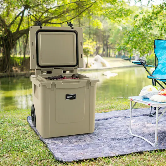 Costway 45 Quart Cooler Towable Ice Chest, Chocolate, GP11730SA