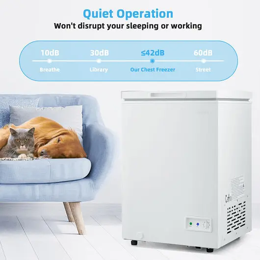 Costway Space-saving Chest Freezer Removable Storage Binquireet-3.5 ft³, FP10001US-WH